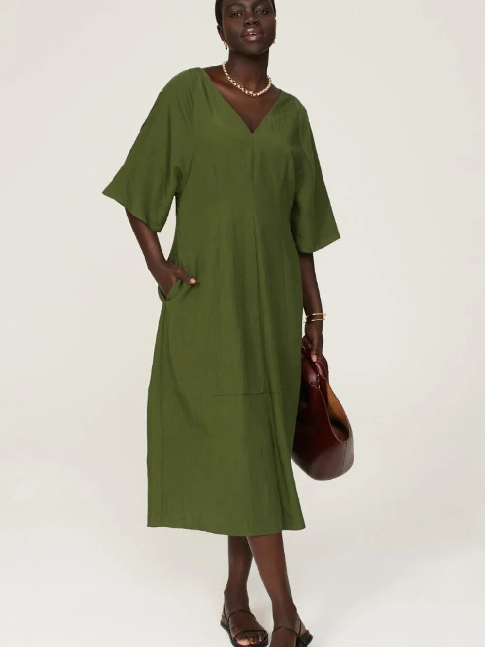 NWT Vince Flutter Sleeve Dress Herb Green sz S $425 - Picture 4 of 10